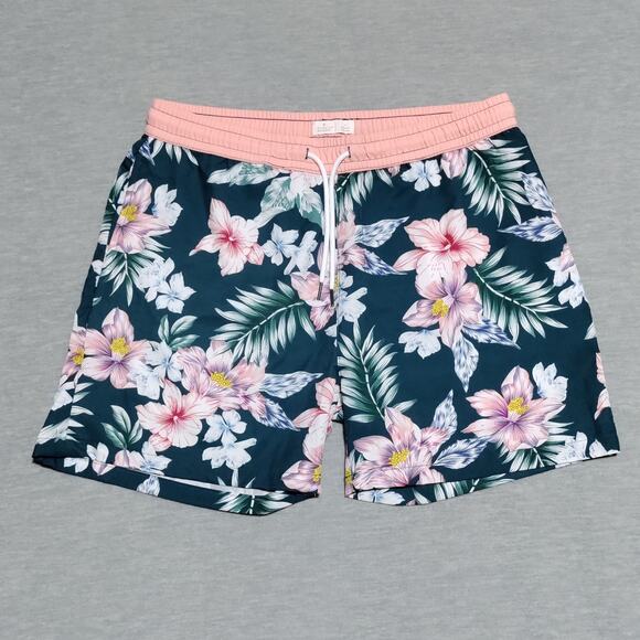 Public Record 5" Swim Trunks Hawaiian Floral Mens Large Standard Fit Unlined - Picture 2 of 14